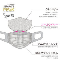画像をギャラリービューアに読み込む, ■クレンゼマスク スポーツ(MSK-20) /クレンゼ セパレートマスク® スポーツ(MSK-21)■【2Wayストレッチ素材+クレンゼ素材+綿混Wラッセル+ノーズワイヤー】S/M/L≪6色カラー≫